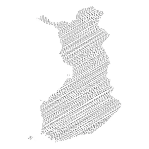 Finlandia - ołówek szkic sylwetka sylwetka mapa kraju z opuszczonym cieniem. Prosta płaska ilustracja wektora — Wektor stockowy