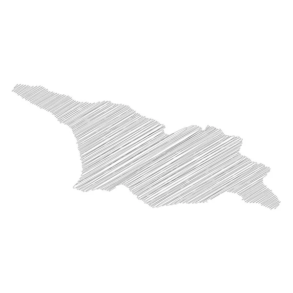 Γεωργία - μολύβι scribble σκίτσο σιλουέτα χάρτη της περιοχής της χώρας με ρίψη σκιά. Απλή επίπεδη διανυσματική απεικόνιση — Διανυσματικό Αρχείο