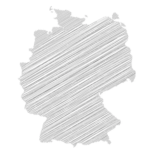 Germany - pencil scribble sketch silhouette map of country area with dropped shadow. Simple flat vector illustration — Stock Vector