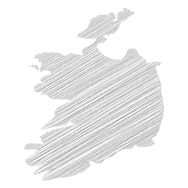 Ireland - pencil scribble sketch silhouette map of country area with dropped shadow. Simple flat vector illustration — Stock Vector