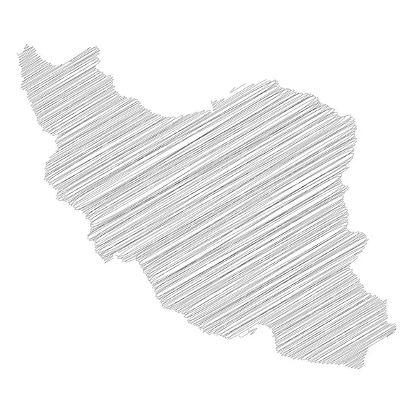 Iran - ołówek bazgroły szkic sylwetka mapa kraju z opuszczonym cieniem. Prosta płaska ilustracja wektora — Wektor stockowy