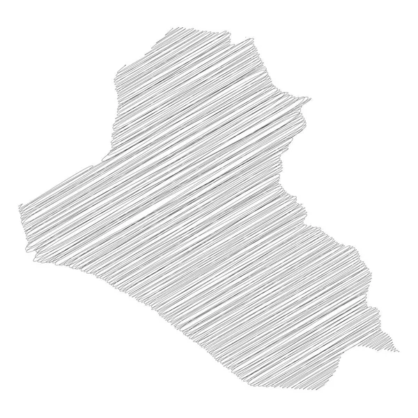 Irak - ołówek szkic sylwetka sylwetka mapa wiejski rejon z opuszczony cień. Prosta płaska ilustracja wektora — Wektor stockowy