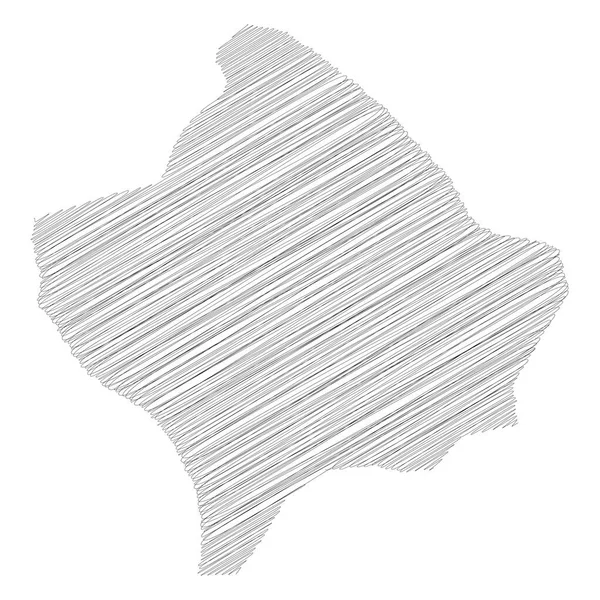 Kosovo - mapa de silhueta de esboço de rabiscos de lápis de área rural com sombra caída. Ilustração simples do vetor plano — Vetor de Stock