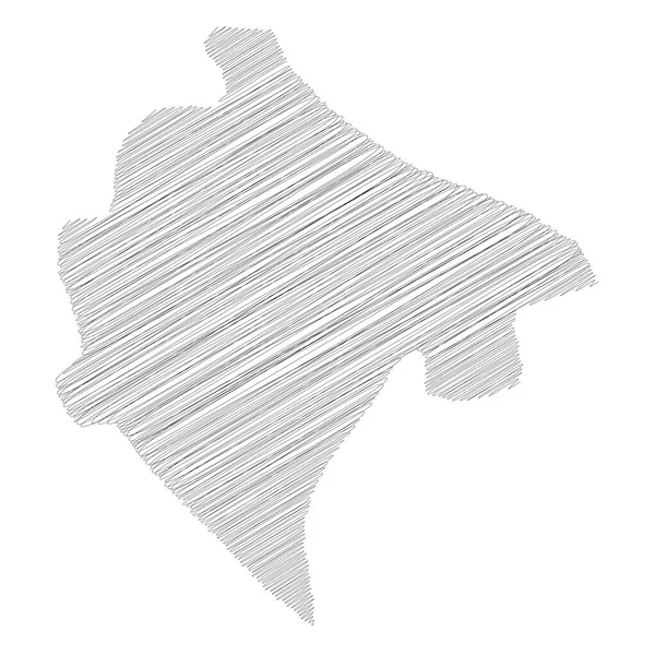 Czarnogóra - ołówek bazgroły szkic sylwetka mapa kraju z opuszczonym cieniem. Prosta płaska ilustracja wektora — Wektor stockowy