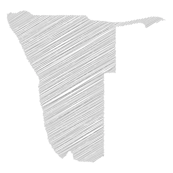 Ναμίμπια - μολύβι scribble σκίτσο σιλουέτα χάρτη της περιοχής χώρα με ρίψη σκιά. Απλή επίπεδη διανυσματική απεικόνιση — Διανυσματικό Αρχείο