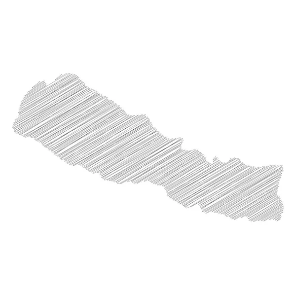 Nepal - pencil scribble sketch silhouette map of country area with dropped shadow. Simple flat vector illustration — Stock Vector