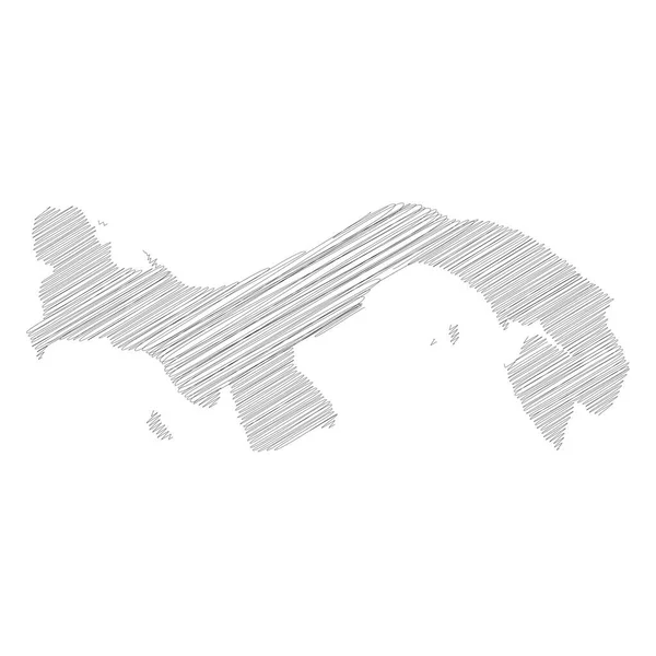 Παναμάς - μολύβι scribble σκίτσο σιλουέτα χάρτη της περιοχής χώρα με ρίψη σκιά. Απλή επίπεδη διανυσματική απεικόνιση — Διανυσματικό Αρχείο