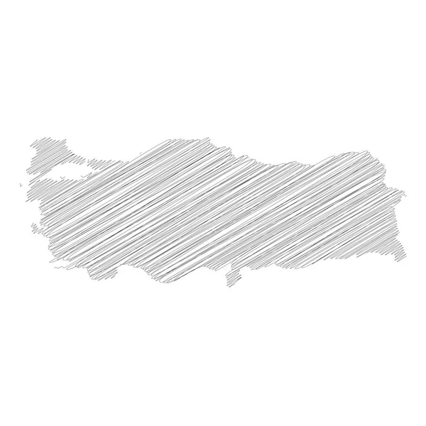 Turcja - ołówek bazgroły szkic sylwetka mapa kraju z opuszczonym cieniem. Prosta płaska ilustracja wektora — Wektor stockowy