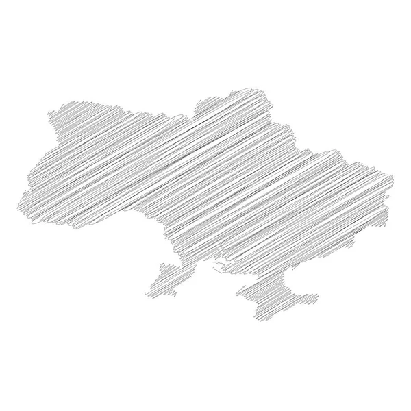 Ukraina - ołówek bazgroły szkic sylwetka mapa kraju z opuszczonym cieniem. Prosta płaska ilustracja wektora — Wektor stockowy