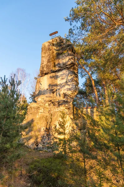 Hlavatice punto panoramico con scala a chiocciola in metallo, Bohemian Paradise, Repubblica Ceca: Cesky Raj, Repubblica Ceca — Foto Stock