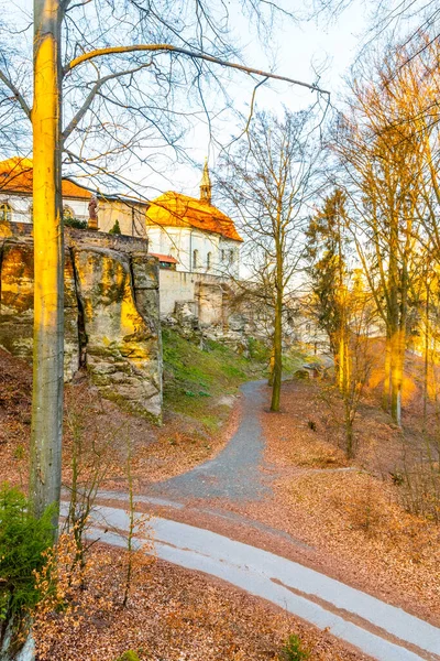 Entree Brug van Kasteel Valdstejn in het Boheemse Paradijs, Tsjechië — Stockfoto