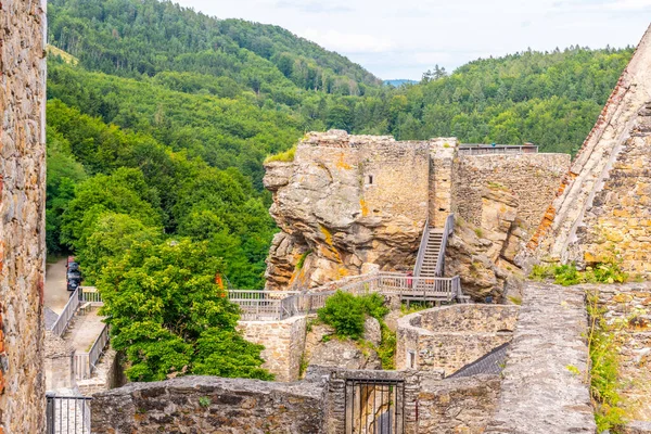 Zřícenina hradu Aggstein nad řekou Dunaj v údolí Wachau, Rakousko — Stock fotografie