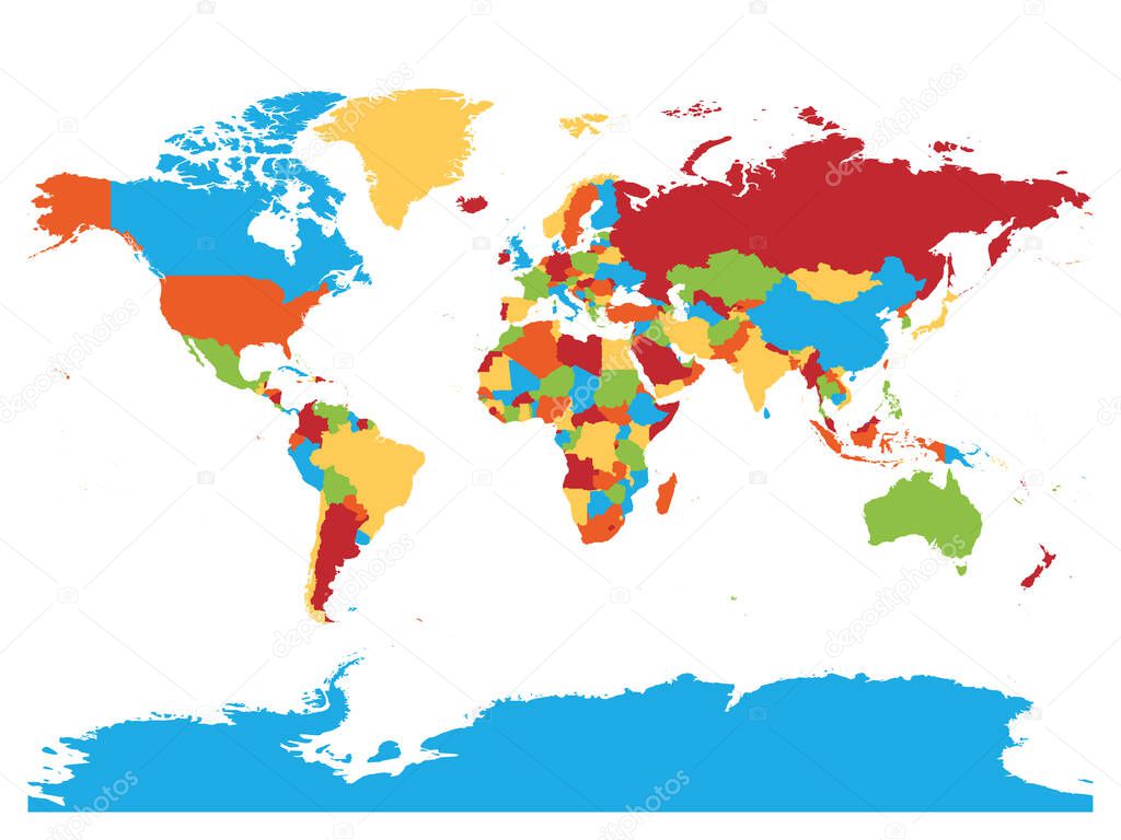 Mappa del mondo. Alta mappa politica dettagliata del mondo. 5 colori schema  mappa vettoriale su sfondo bianco - Vettoriale Stock di ©pyty 400085020