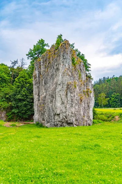 Hrebenac - jedinečná vápencová skalní formace ve Sloupu, Moravský kras, Česká republika — Stock fotografie