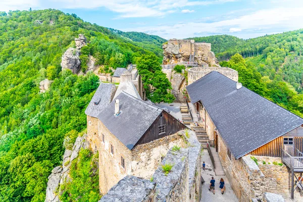 Zřícenina hradu Aggstein nad řekou Dunaj v údolí Wachau, Rakousko — Stock fotografie