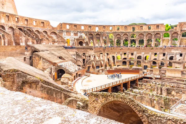 ROME, ITALY - MAY 6, 2019: Interior of Colosseum, aka Coliseum or Flavian Amphiteatre - the biggest amphitheatre of the Worldlocated in the centre of Rome, Italy — Stock Photo, Image