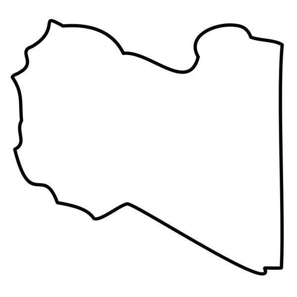 Libia - contorno negro sólido mapa fronterizo de la zona del país. Ilustración simple vector plano — Archivo Imágenes Vectoriales