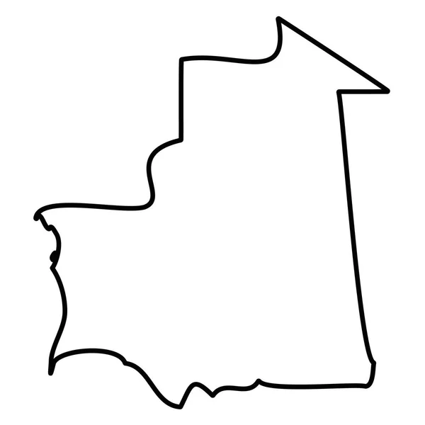 Mauritania - contorno negro sólido mapa fronterizo de la zona del país. Ilustración simple vector plano — Vector de stock