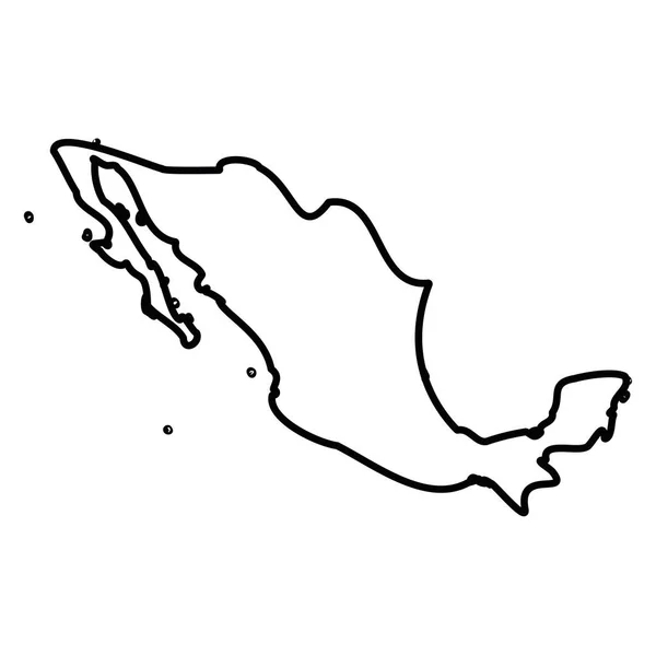 メキシコ-国の固体黒アウトライン国境地図エリア。シンプルなフラットベクトルイラスト — ストックベクタ