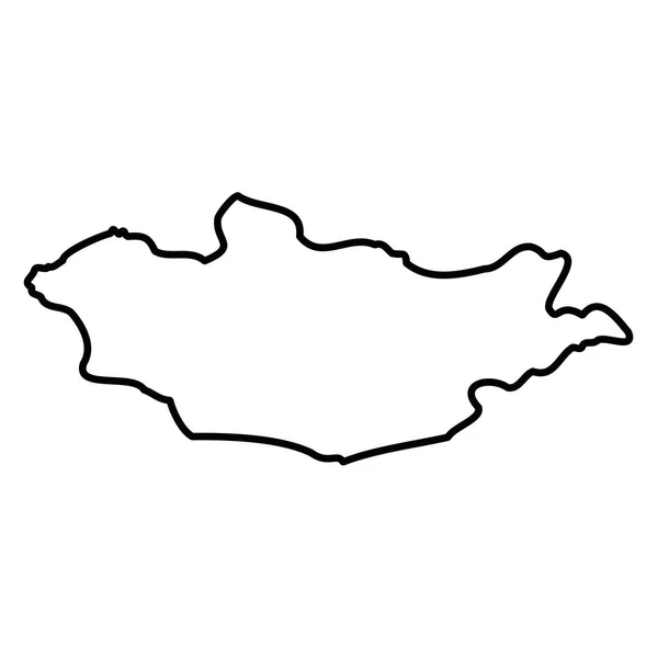 Mongolia - contorno negro sólido mapa fronterizo de la zona del país. Ilustración simple vector plano — Archivo Imágenes Vectoriales