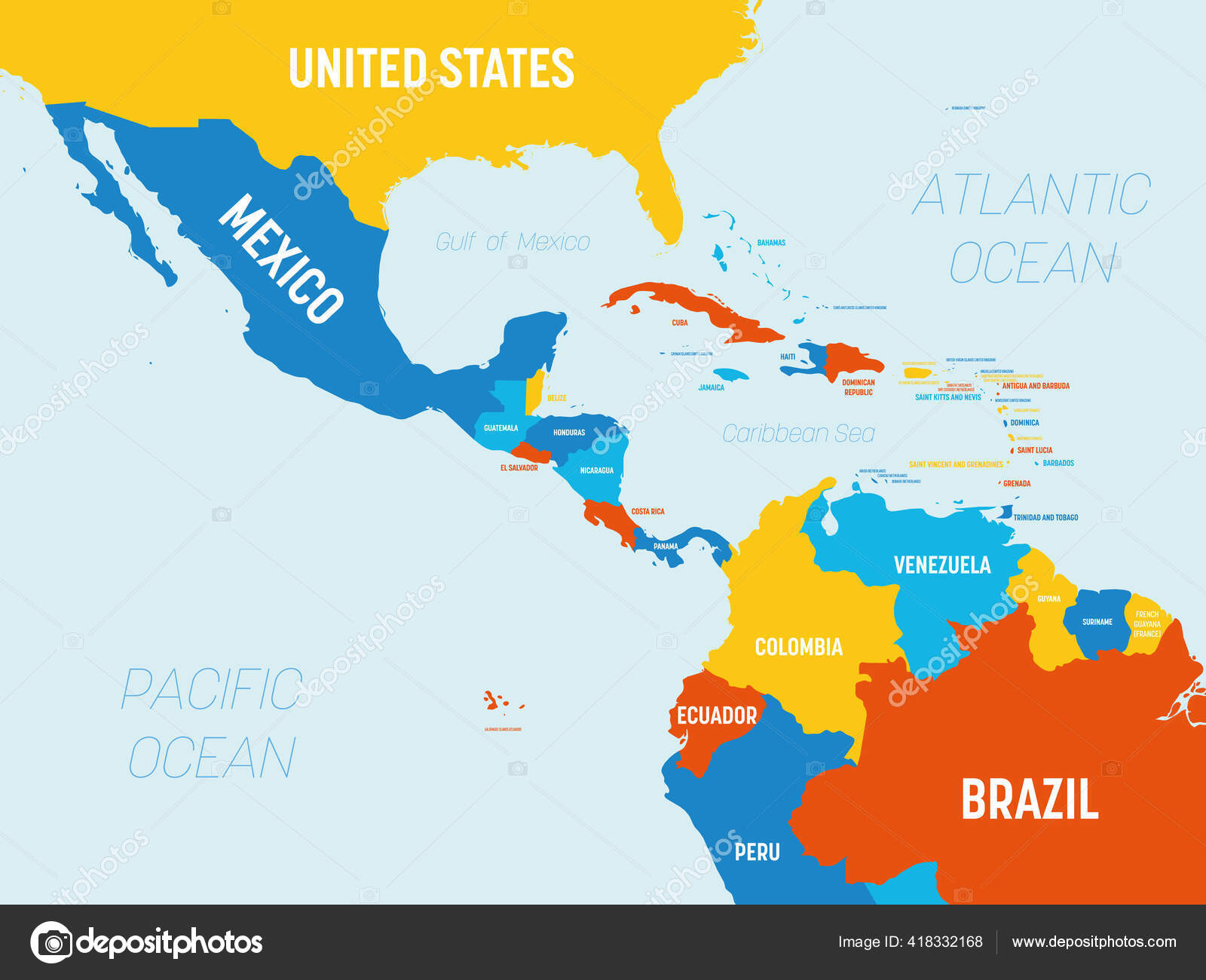 Mapa De Centroam Rica 4 Esquema De Colores Brillantes Mapa Pol Tico Depositphotos 418332168 Stock Illustration Central America Map 4 Bright