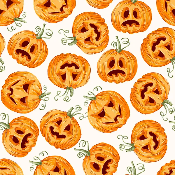 Modello senza cuciture di zucca di Halloween — Vettoriale Stock