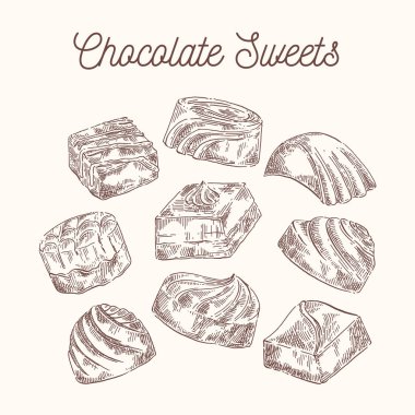 Koleksiyon kroki çikolata tatlılar