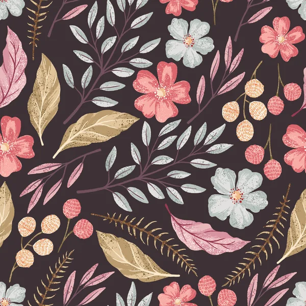 Floral motif texturé sans couture — Image vectorielle
