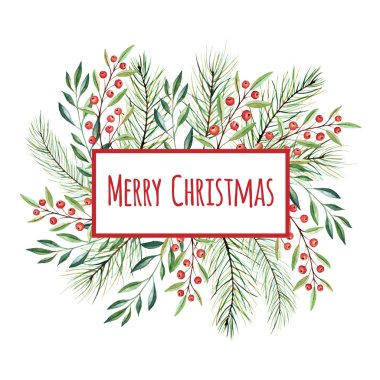 Vektör suluboya Noel çelenk el çekilmiş