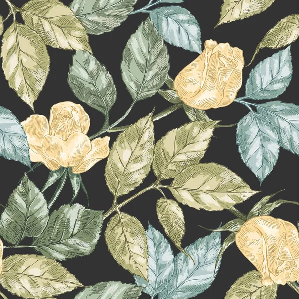 Vintage Rose patrón sin costura — Archivo Imágenes Vectoriales
