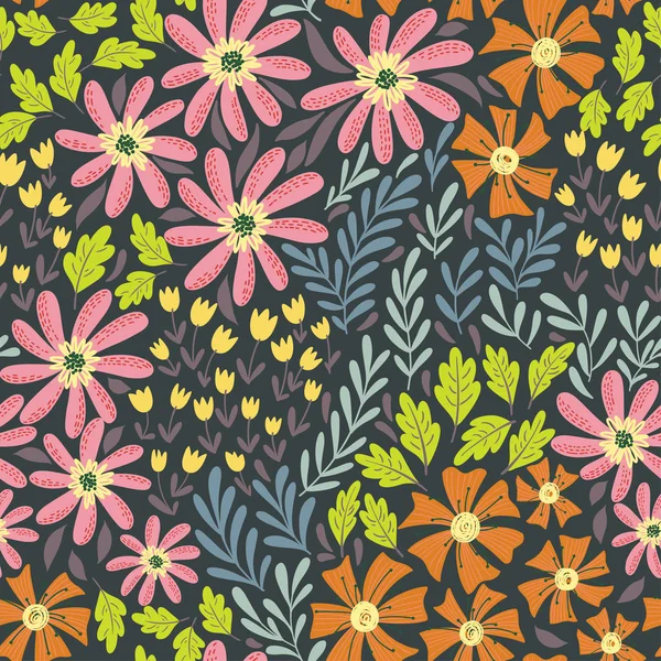Einfache Wildblumen Muster 02 — Stockvektor