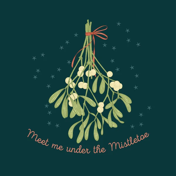 深色背景下的Mistletoe贺卡 — 图库矢量图片