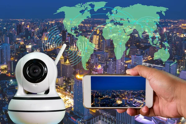 Cctv Kamera Teknik Installera Signal Hem Trygghetssystemet Och Övervakning Smart — Stockfoto