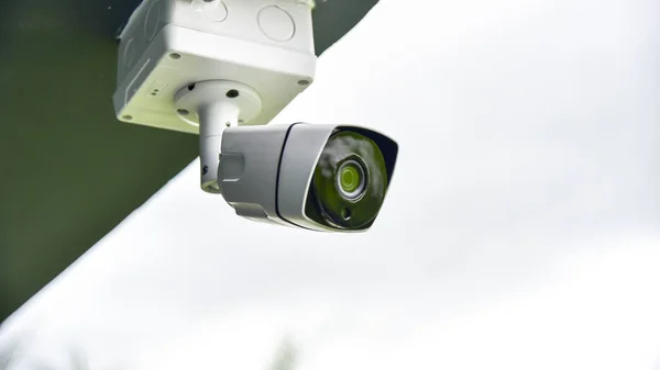 Technician installation wireless CCTV  infrared camera technology 4.0 for security area.