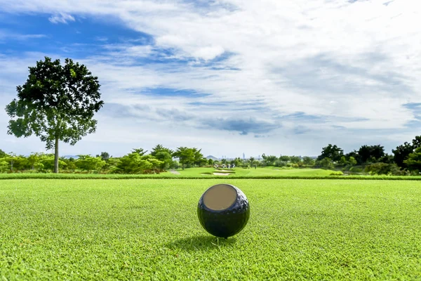 Golf Bola Menempatkan Pada Rumput Hijau Golf — Stok Foto