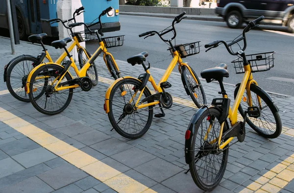 The yellow bikes for hire