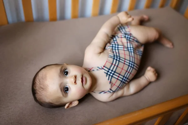 Cute Newborn Baby Blanket Baby His Bed Closeup Portrait Newborn — Stock Photo, Image