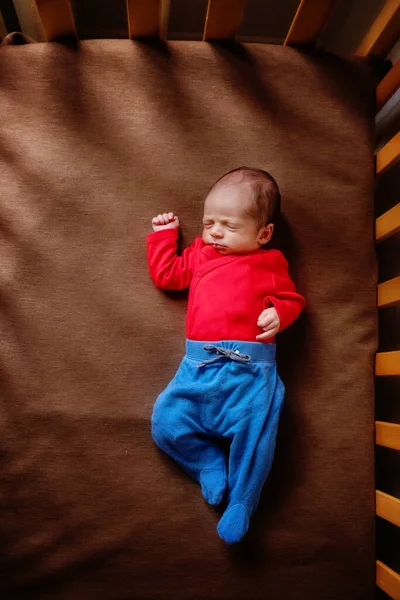 Cute Newborn Baby Sleeping Baby Dark Background Closeup Portrait Newborn — Stock Photo, Image