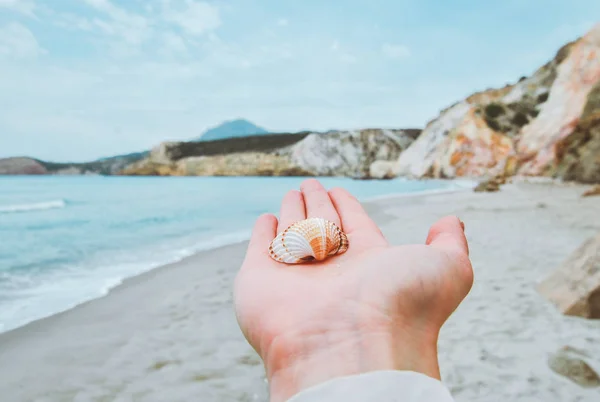 Avuç içinde deniz kabuğu
