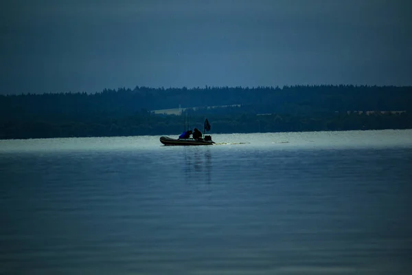 Pescadores Lago Barco — Fotografia de Stock