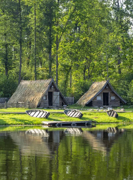 Altes Fischerdorf See Mit Booten — Stockfoto