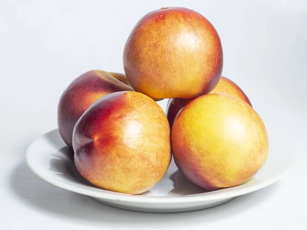 Ripe Peaches White Background — Stock Photo, Image
