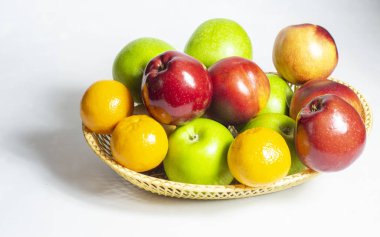 Taze meyve, saman sepeti, elma, mandalina