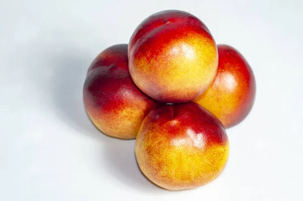 Fresh Peaches Isolated White Background — Stock Photo, Image