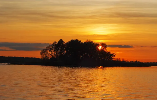 Paesaggio Dell Isola Mare Tramonto Tramonto Luminoso Sulle Isole — Foto Stock