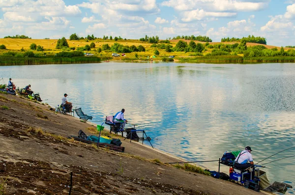 Pesca Esportiva Por Alimentador Bielorrússia Rio Volma Agosto 2020 — Fotografia de Stock