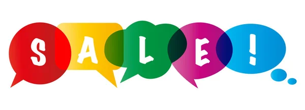 Farklı renkli ve farklı şekilli konuşma baloncukları yazılmış harflerle Satış - Vektör İllüstrasyon