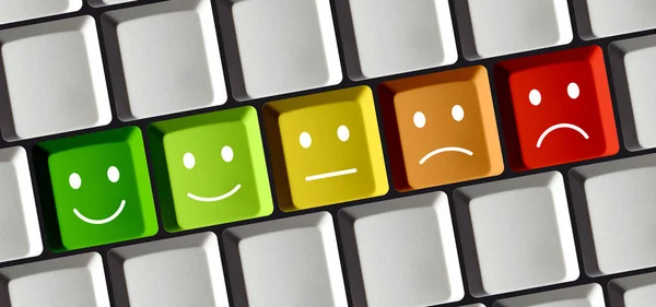 Feedback Smiley Tasten Auf Laptop Tastatur Konzeptbewertung — Stockfoto