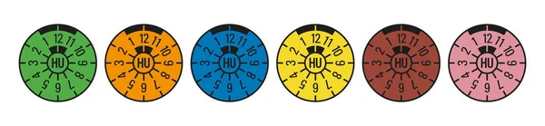 Alman Araç Güvenliği Departmanı TUV TUEV TUEV etiketleri Tüm renkler- vektör illüstrasyon 