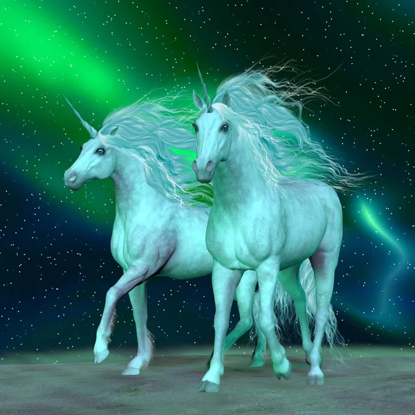 Unicorn Mythical Creature Has Horse Body Forehead Horn Cloven Hooves — Stock Photo, Image